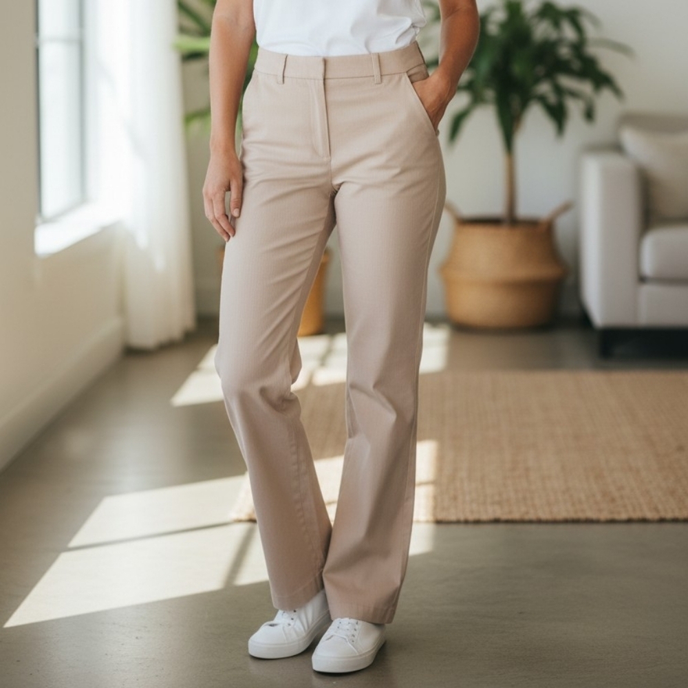 LIZ CLAIRBORNE | Anissa Cotton Khaki Wrinkle Free Straight Leg Dress Pants |‎ 14